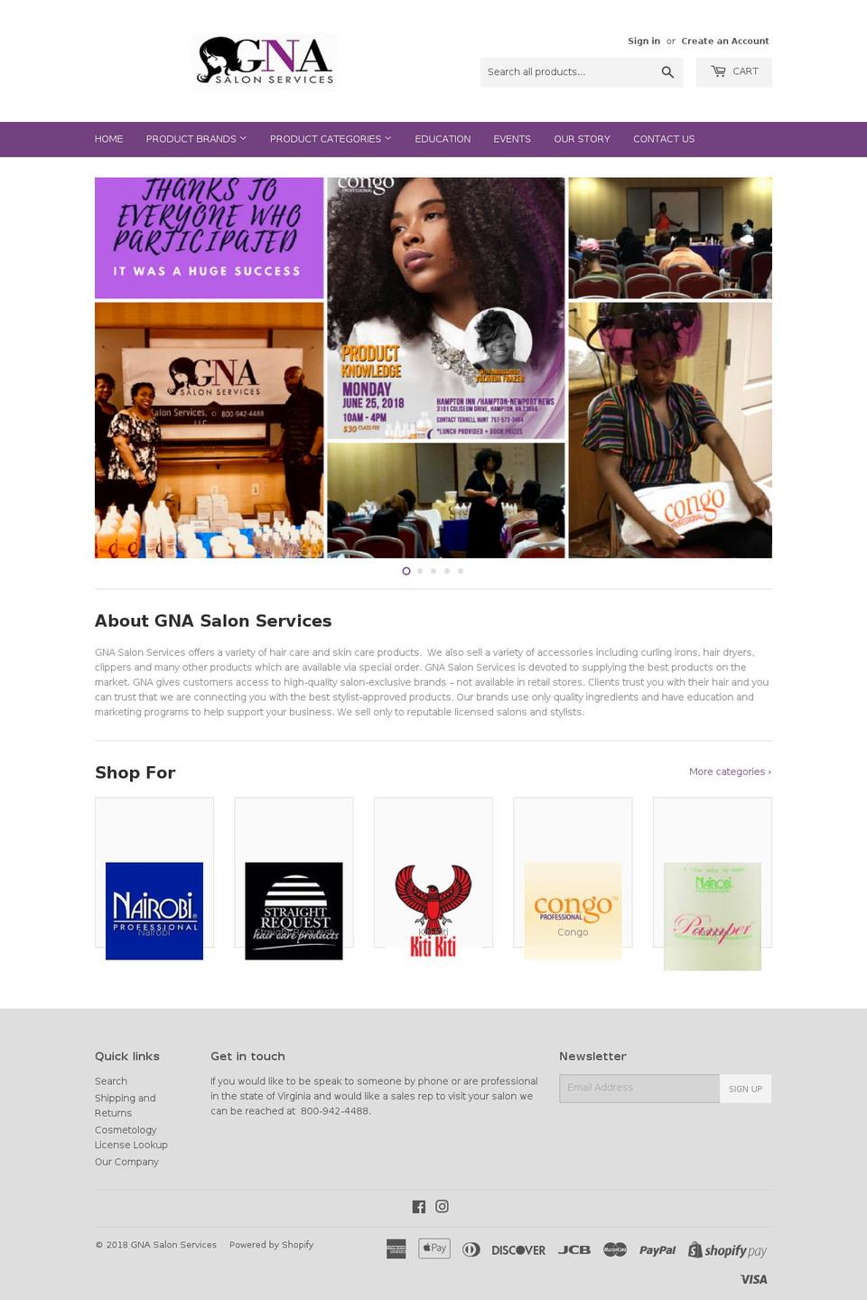 gnasalonservices.com shopify website screenshot