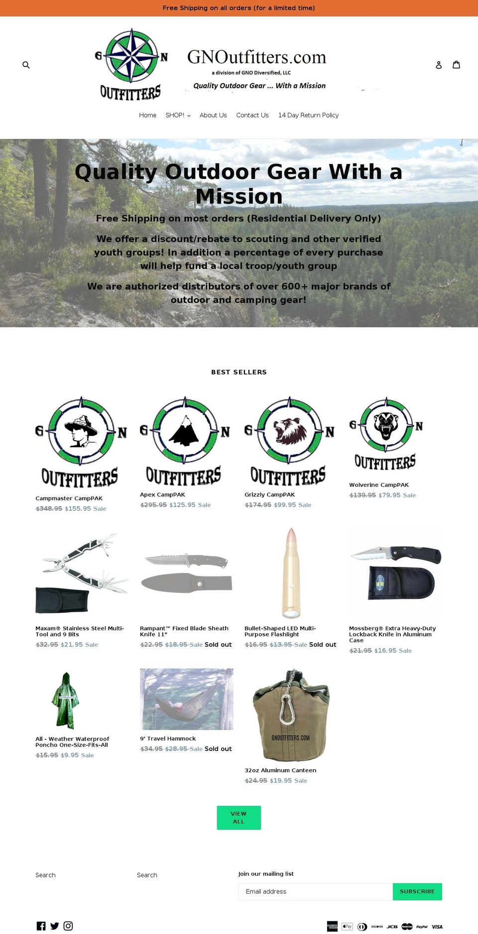 gnoutfitters.com — Shopify storefront screenshot
