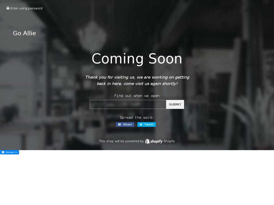 go-allie.com — Shopify storefront screenshot