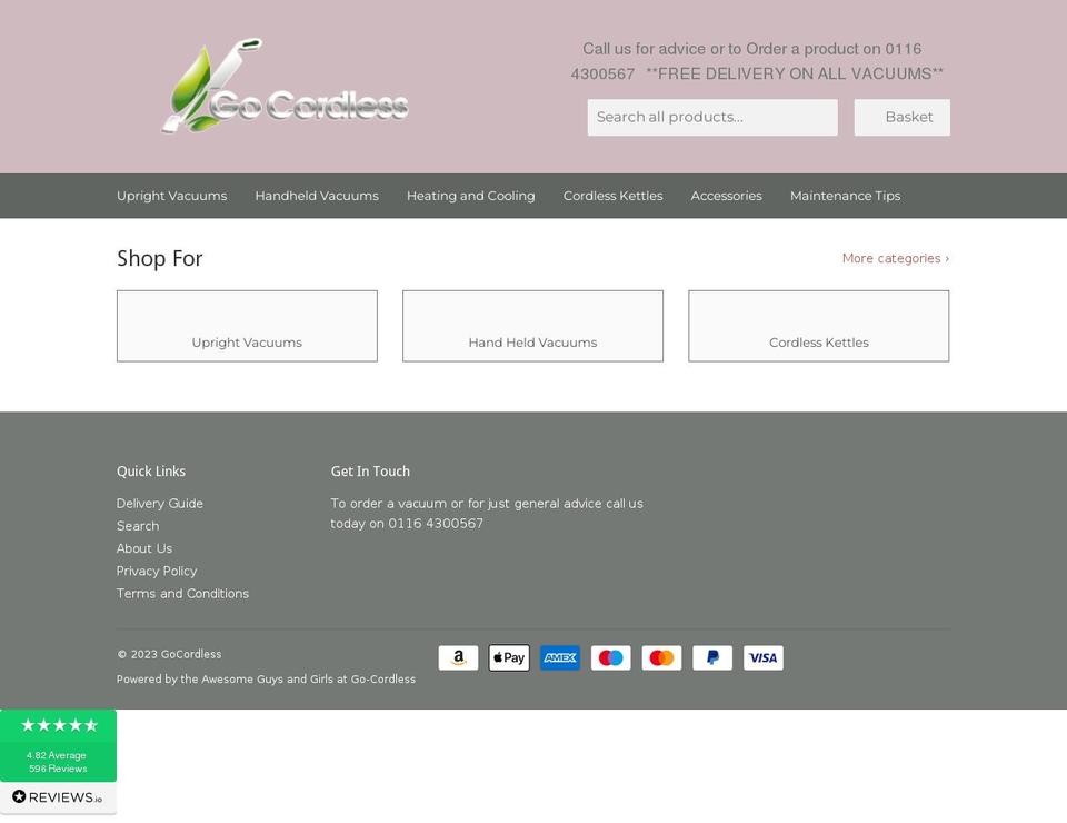 go-cordless.co.uk shopify website screenshot