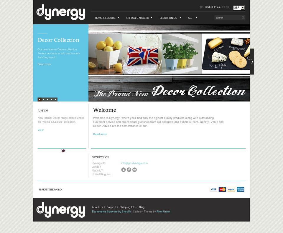 Narrative Shopify theme site example go-dynergy.com