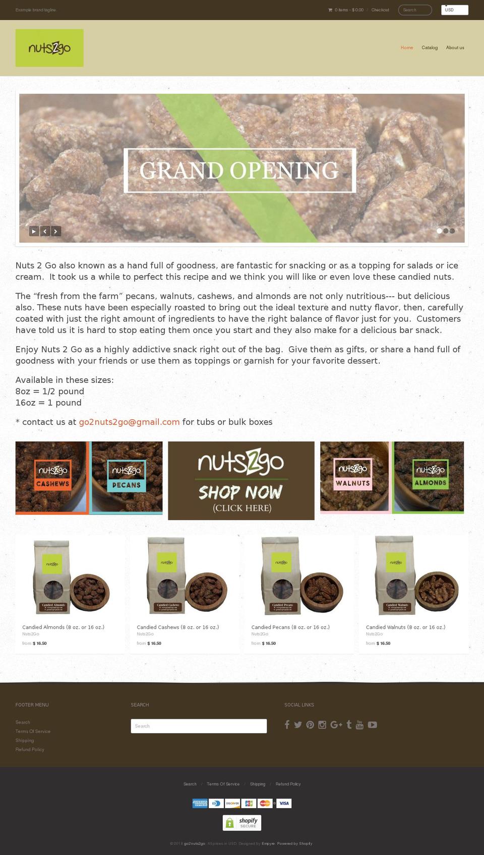 go2nuts2go.com — Shopify storefront screenshot