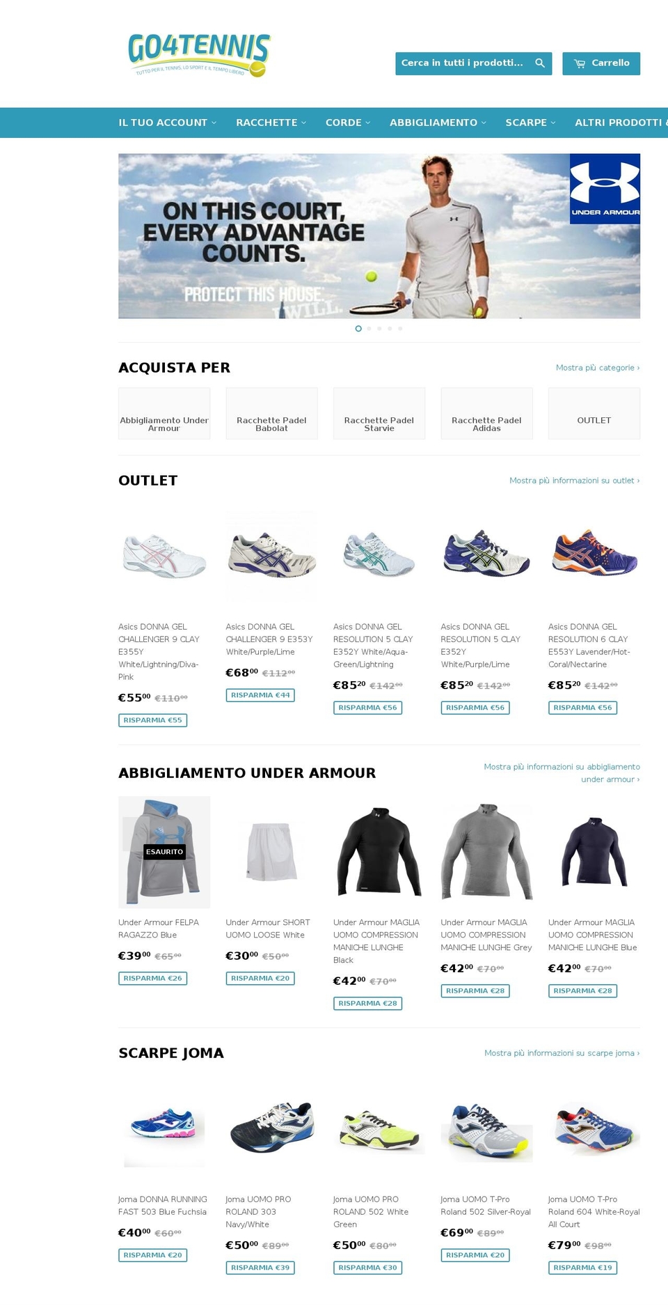 go4tennis.com shopify website screenshot