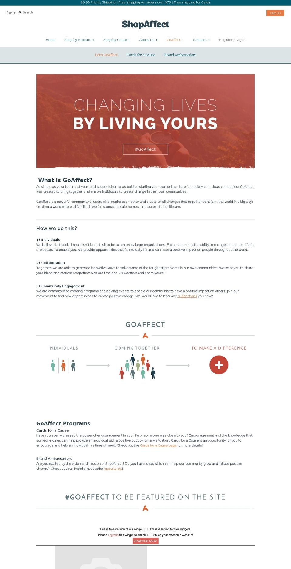 goaffect.org shopify website screenshot