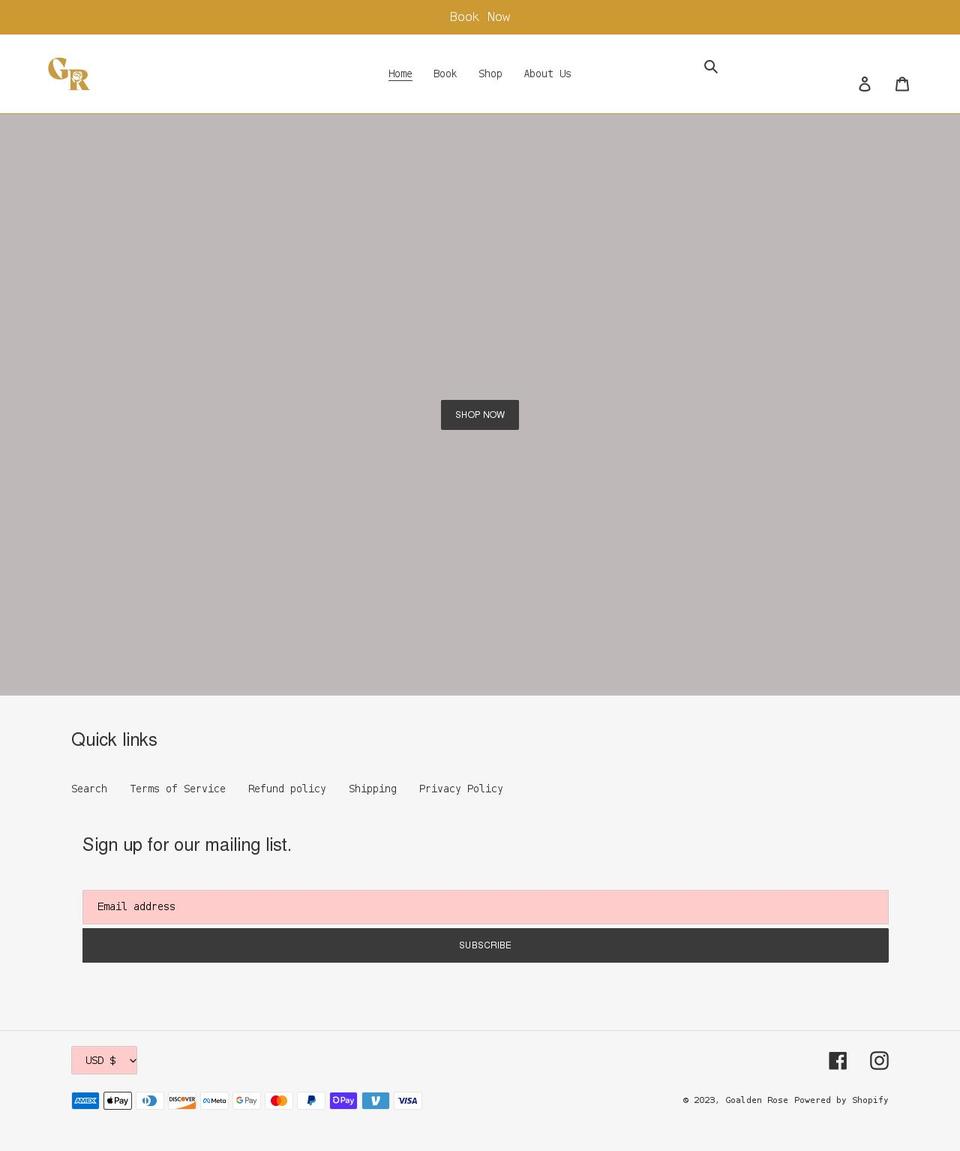 goaldenrose.com shopify website screenshot
