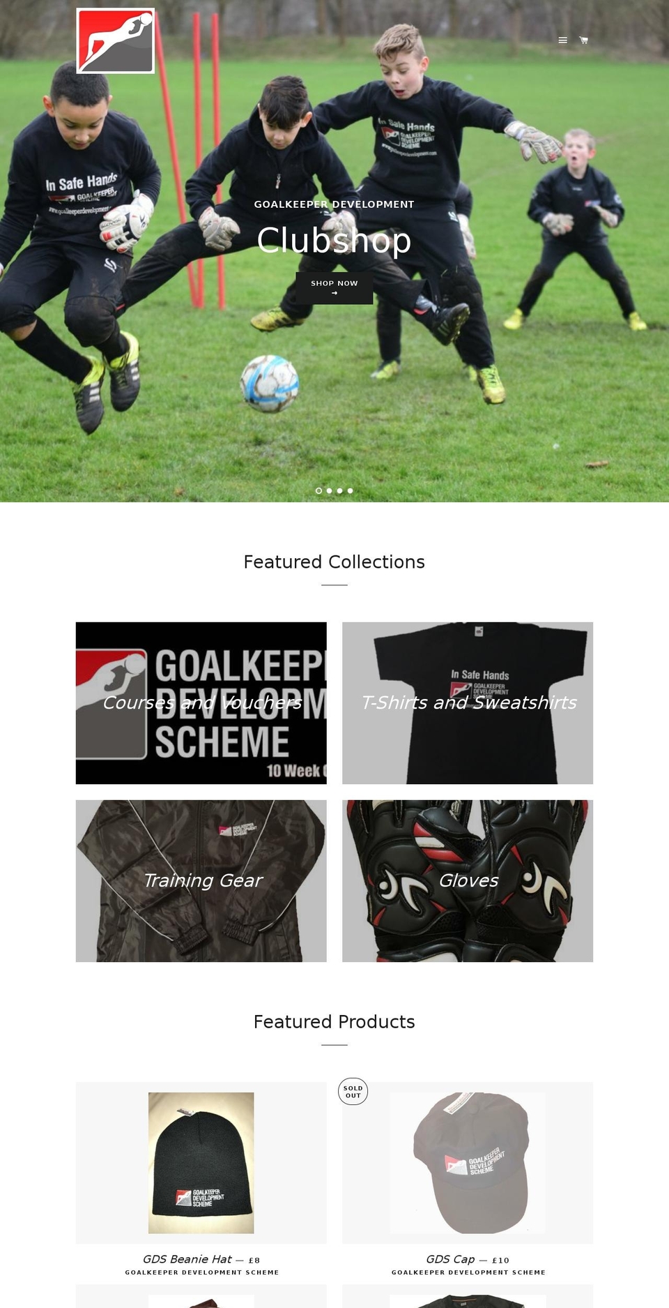 goalkeeperdevelopmentclubshop.com — Shopify storefront screenshot