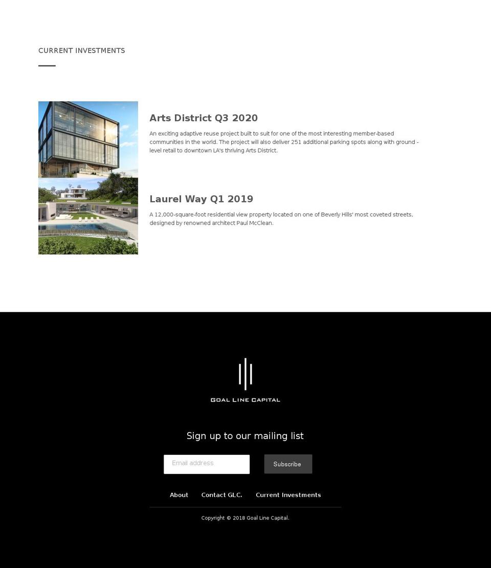 goallinecapital.com — Shopify storefront screenshot