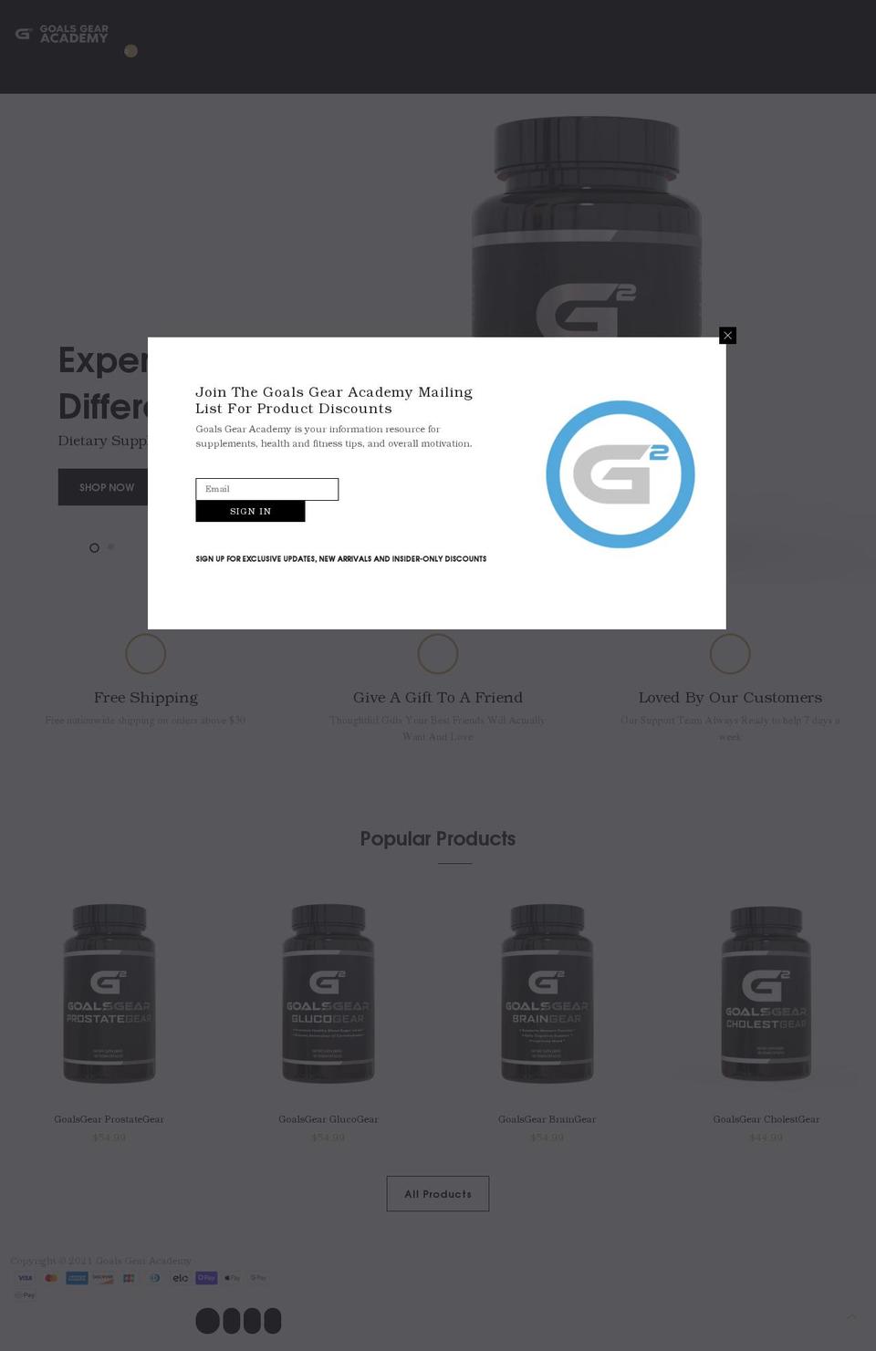 goalsgear.net shopify website screenshot