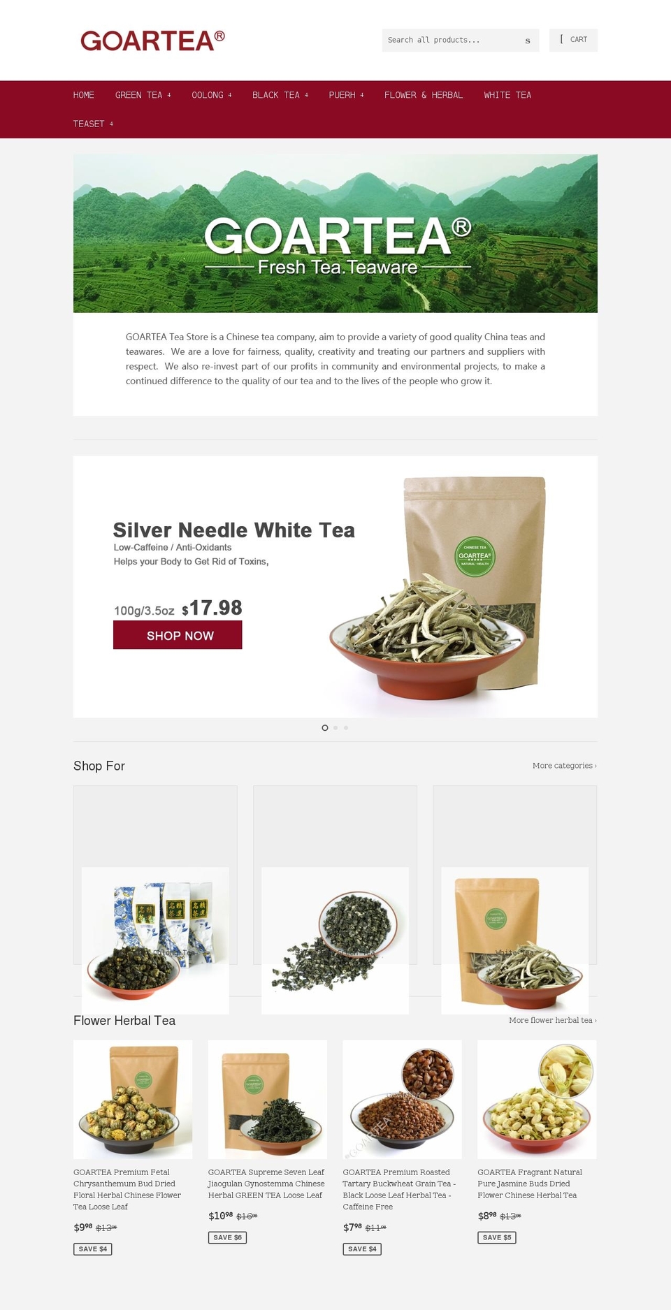 goarteastore.com shopify website screenshot