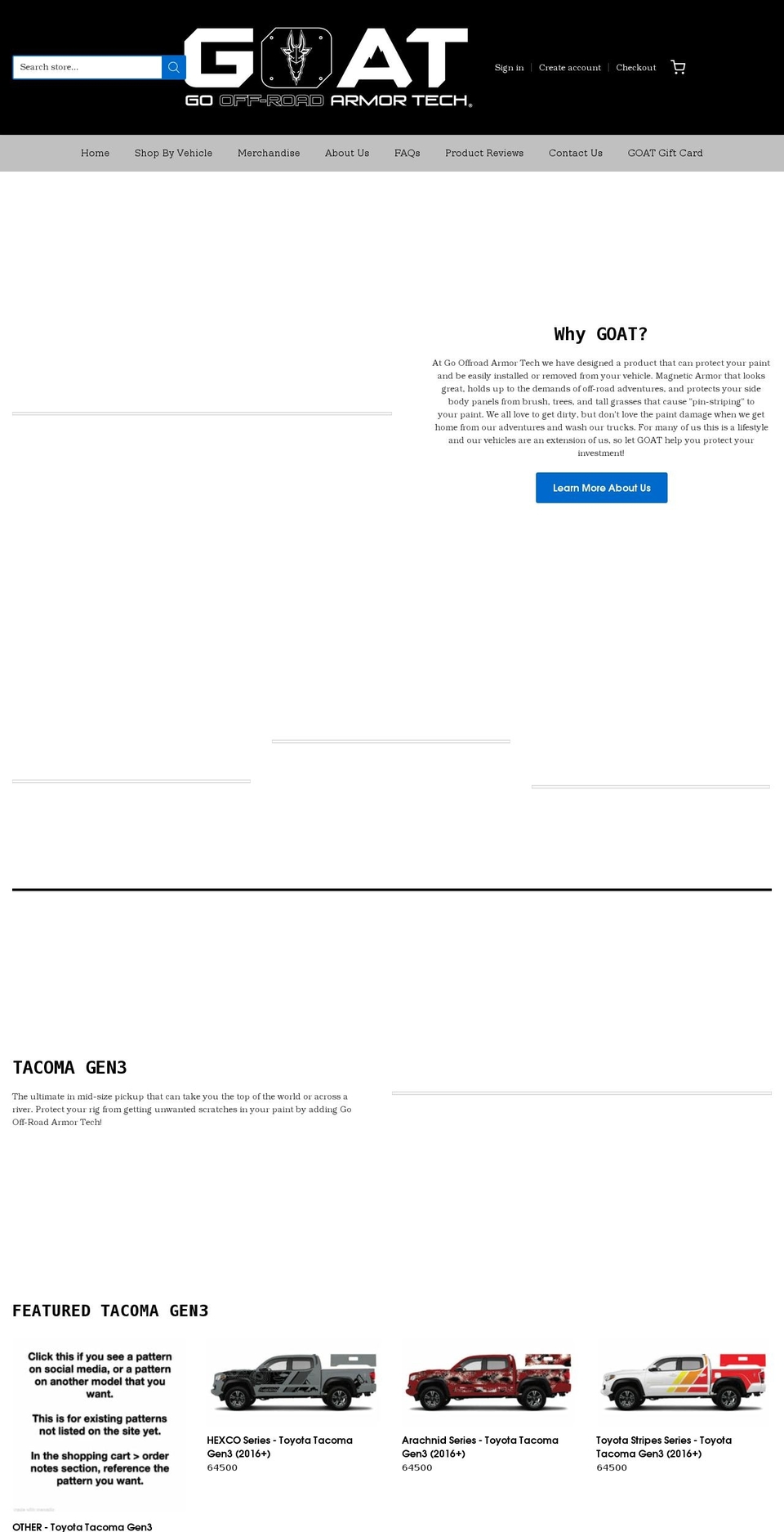 goat-truckarmor.com shopify website screenshot
