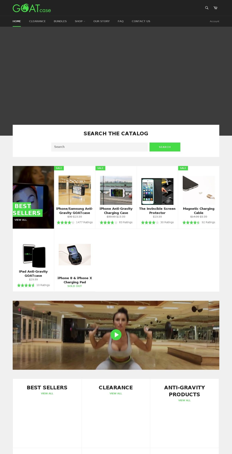 Gravity Shopify theme site example goatcase.net