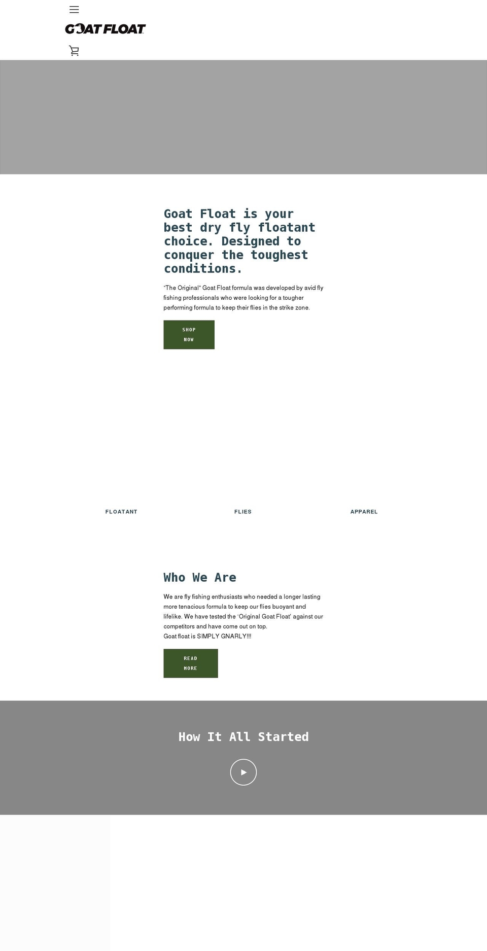 goatfloatflyfishing.com shopify website screenshot