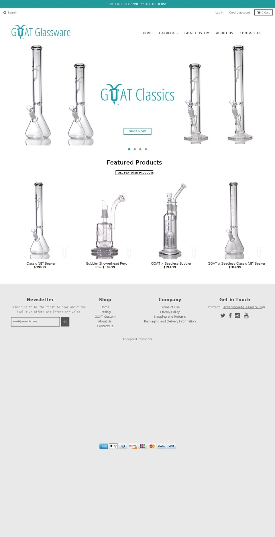 goatglassware.net shopify website screenshot