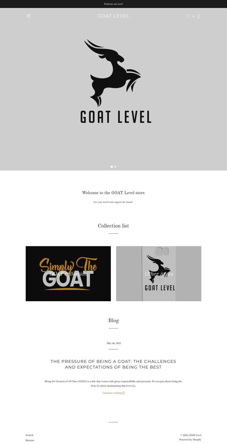 goatleveltees.com shopify website screenshot