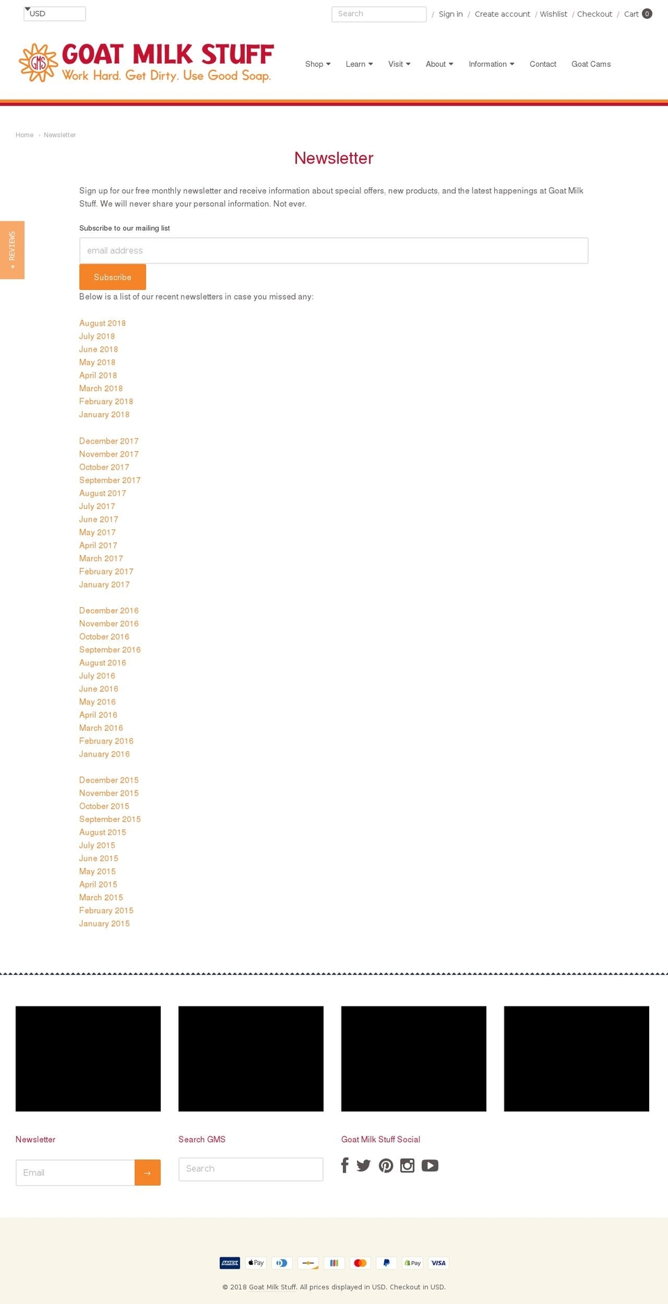goatmilkstuffnewsletter.com — Shopify storefront screenshot