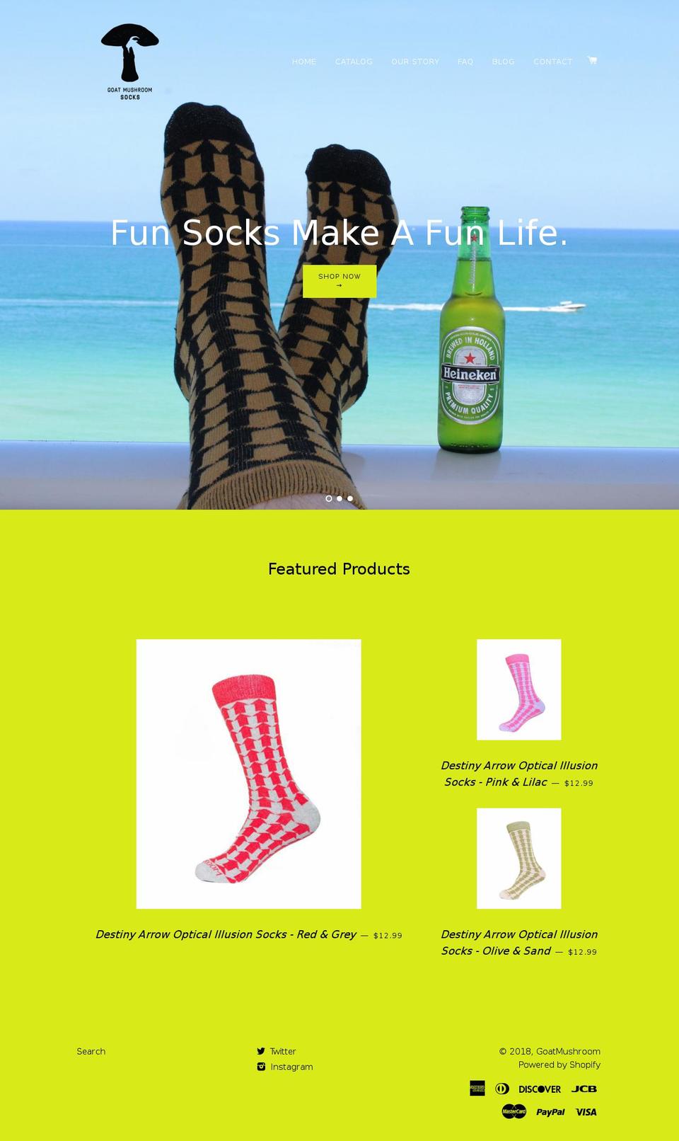 goatmushroomsocks.com — Shopify storefront screenshot