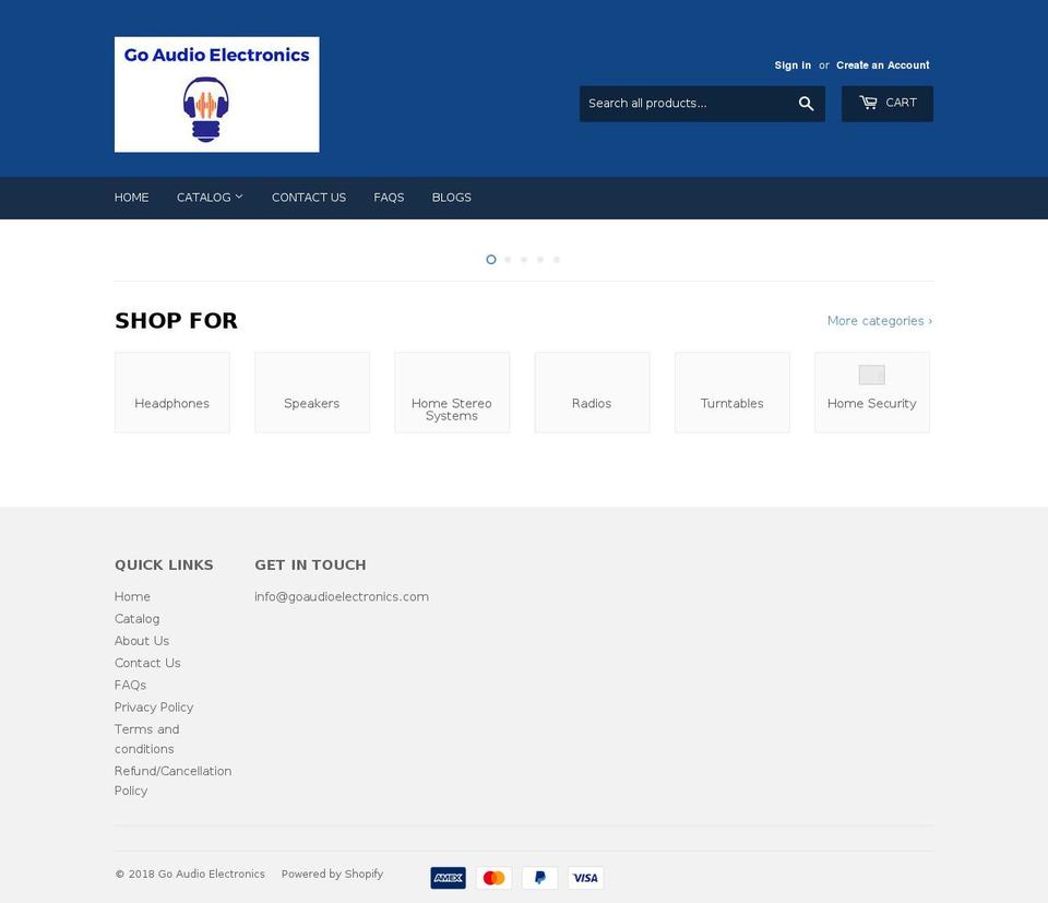 goaudioelectronics.com — Shopify storefront screenshot