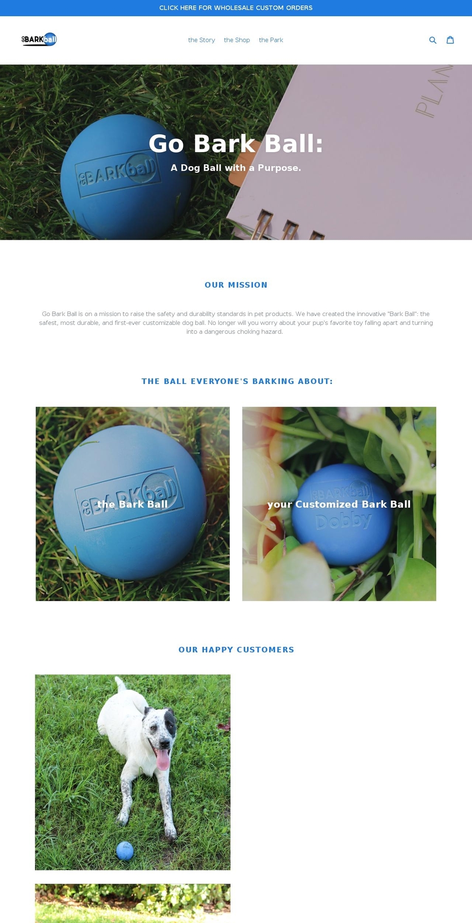 gobarkball.com shopify website screenshot