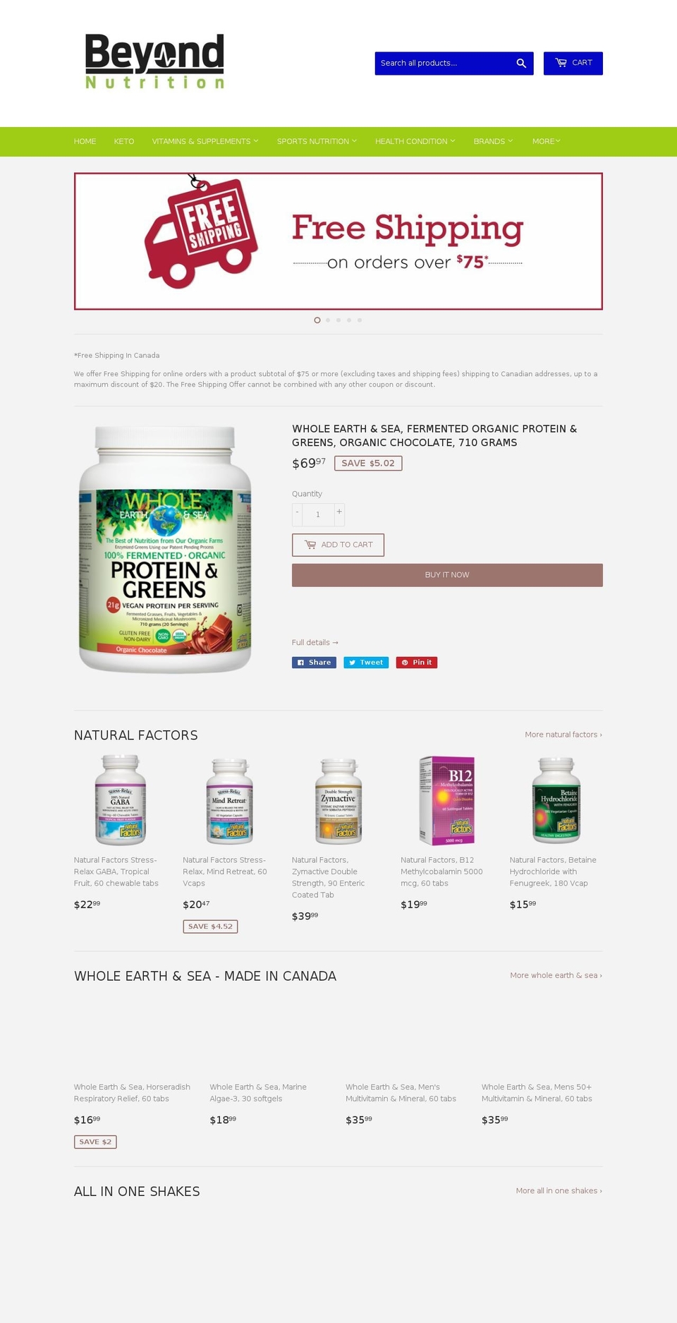 gobeyondnutrition.com shopify website screenshot