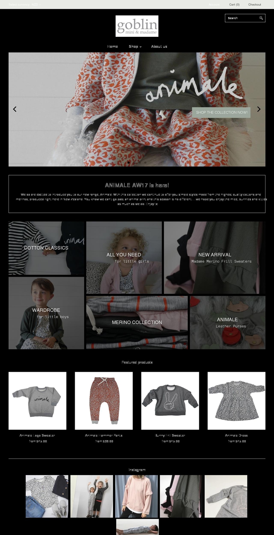 goblinbabywear.nz shopify website screenshot