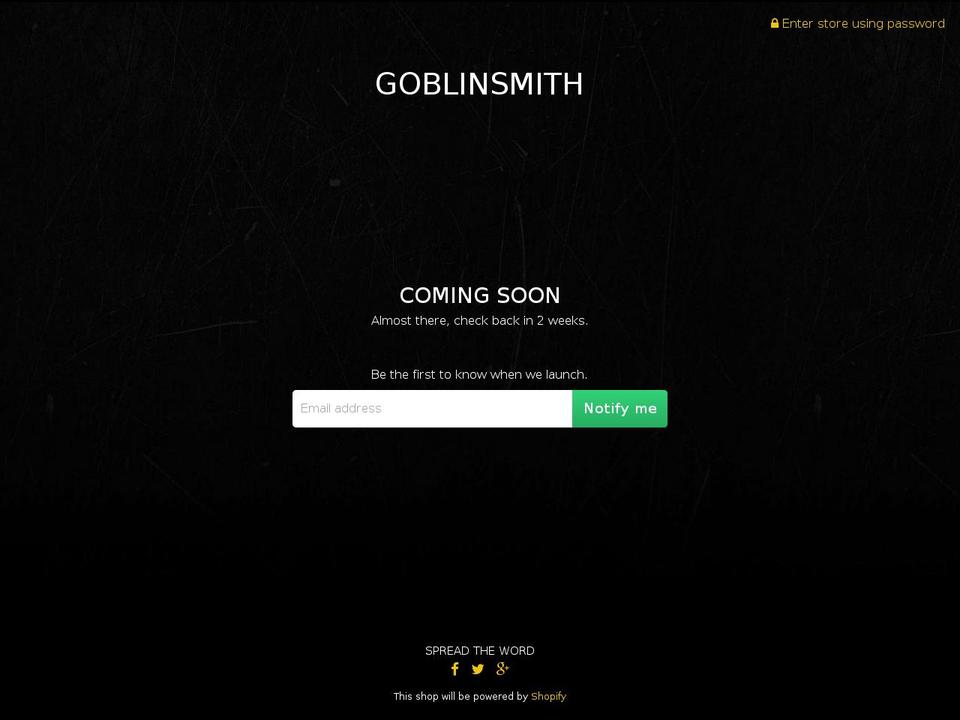 goblinsmith.com shopify website screenshot