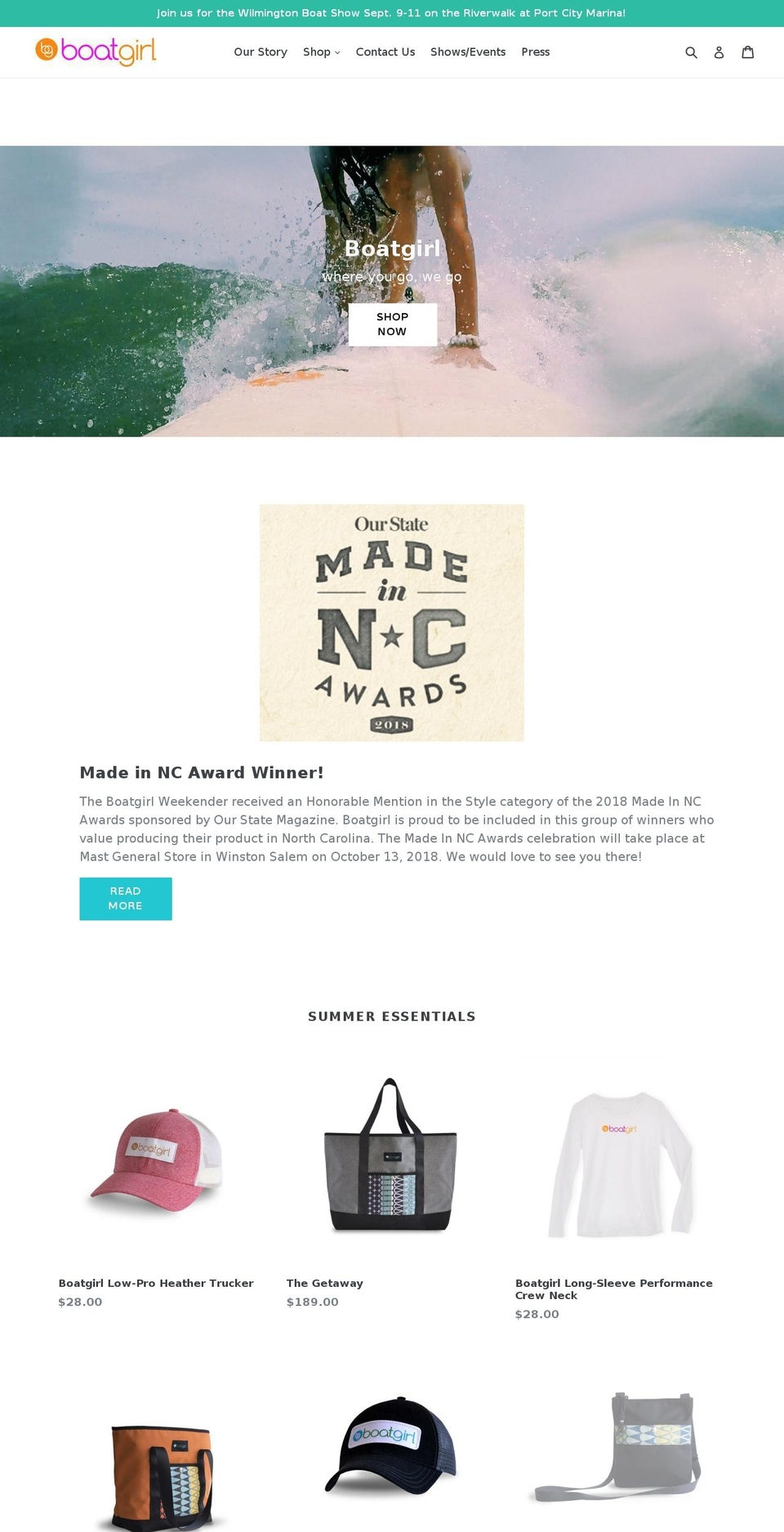 goboatgirl.com — Shopify storefront screenshot