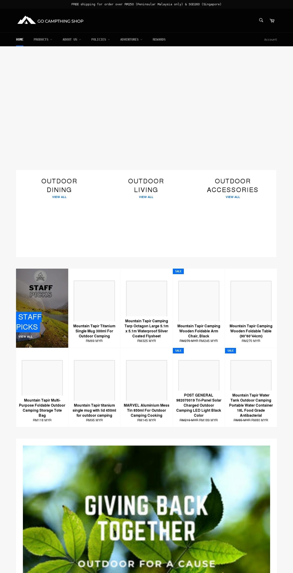 gocampthing.com shopify website screenshot