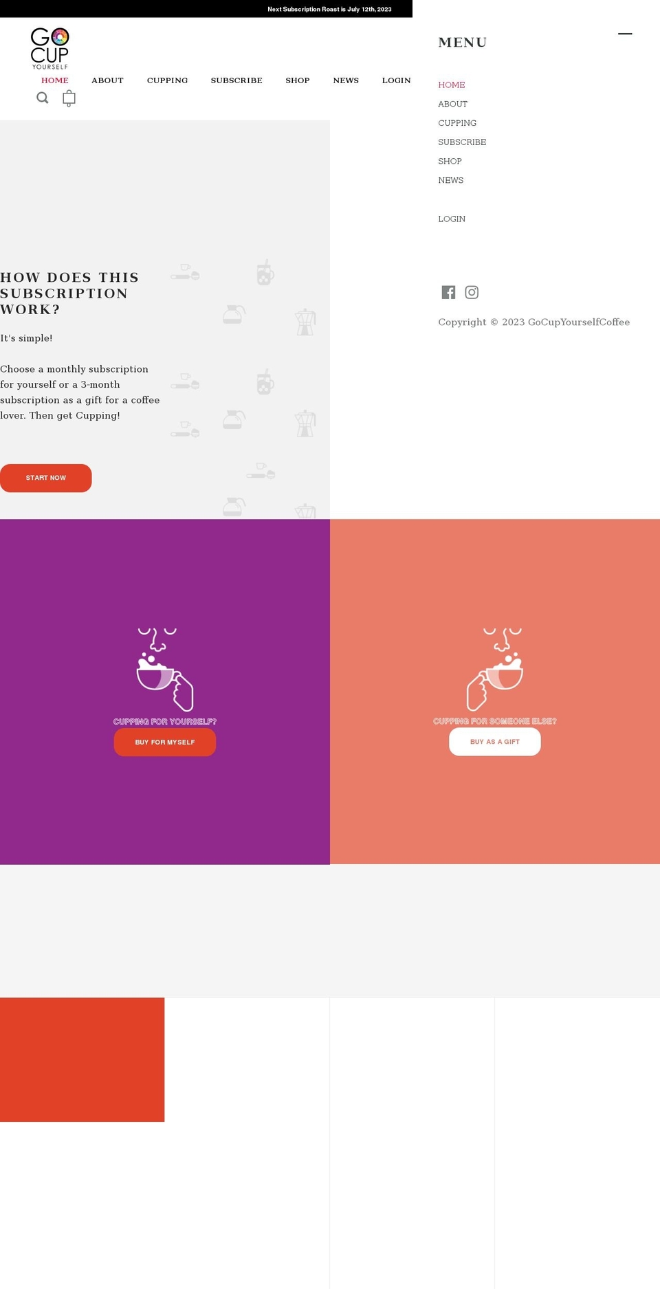 gocupyourselfcoffee.com shopify website screenshot