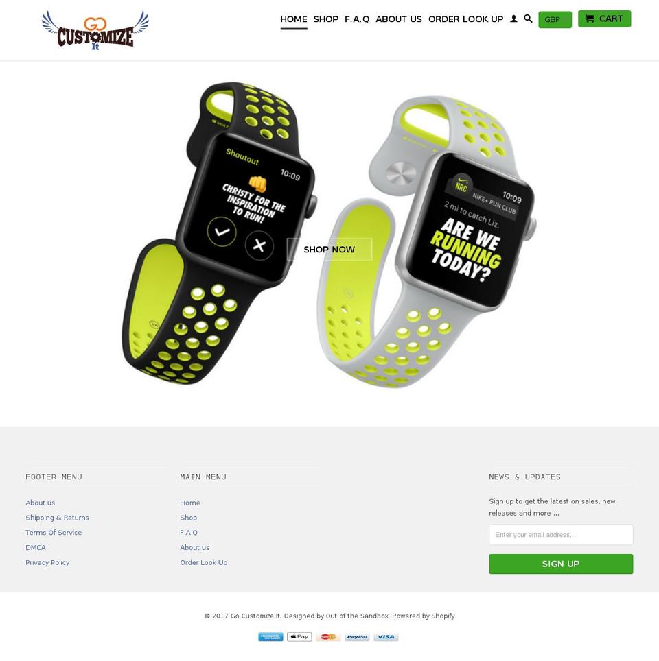 gocustomizeit.com shopify website screenshot