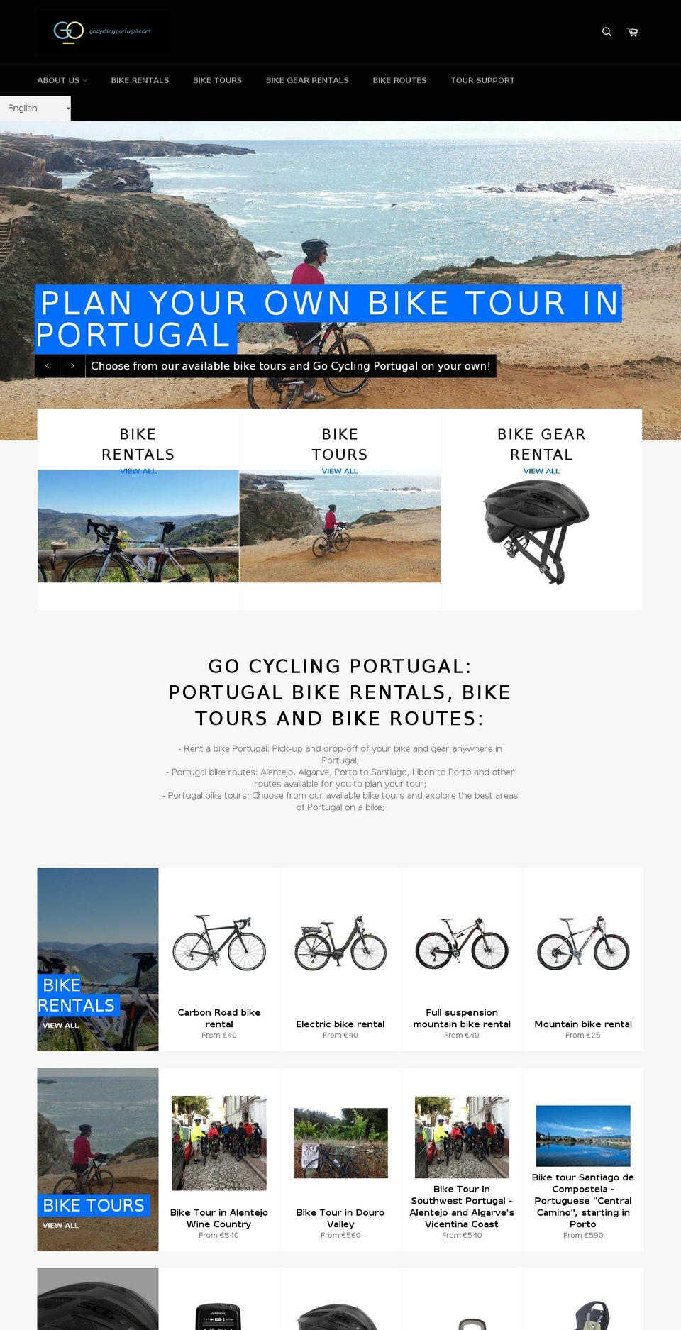 gocyclingportugal.com shopify website screenshot