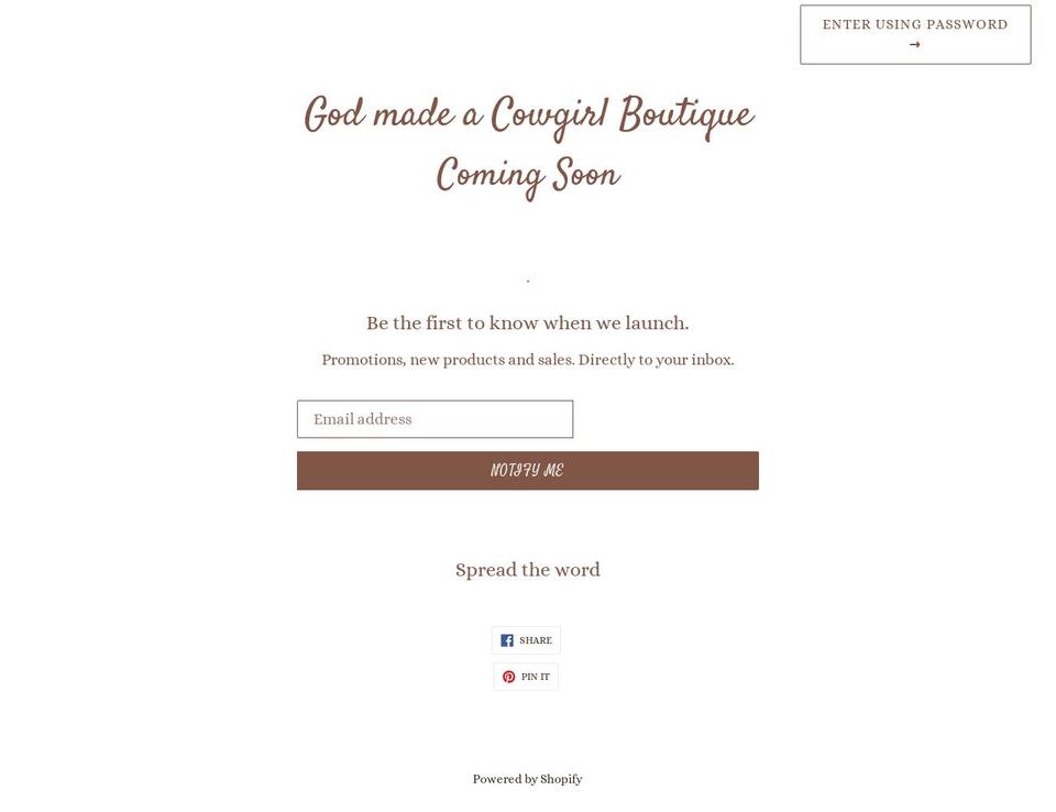 god-made-a-cowgirl-boutique.myshopify.com shopify website screenshot