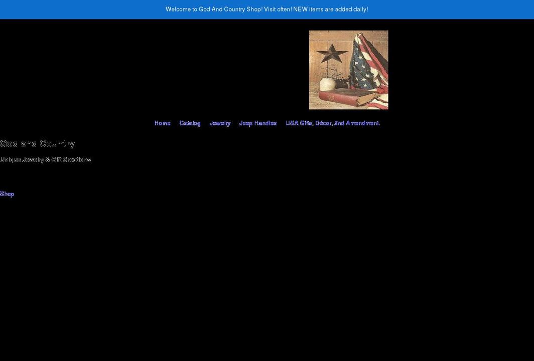 godandcountryshop.com shopify website screenshot