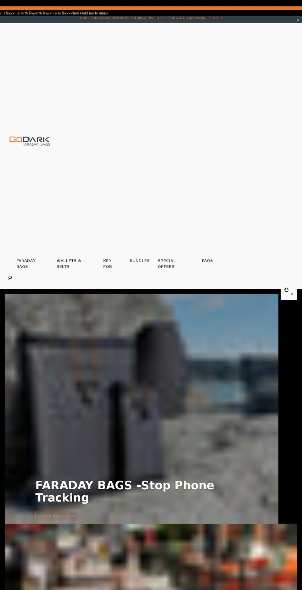 bluestout - live Shopify theme site example godarkbags.com