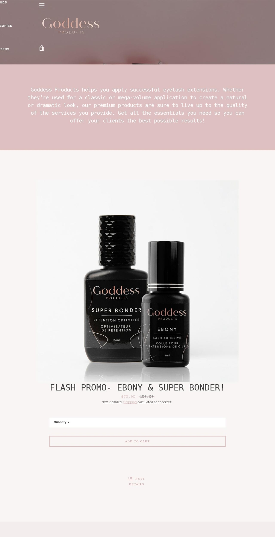 goddess-products.com shopify website screenshot