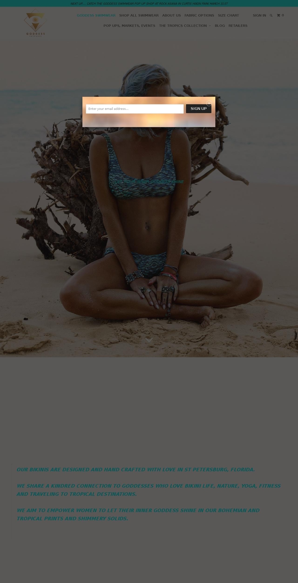 goddess-swimwear.com shopify website screenshot