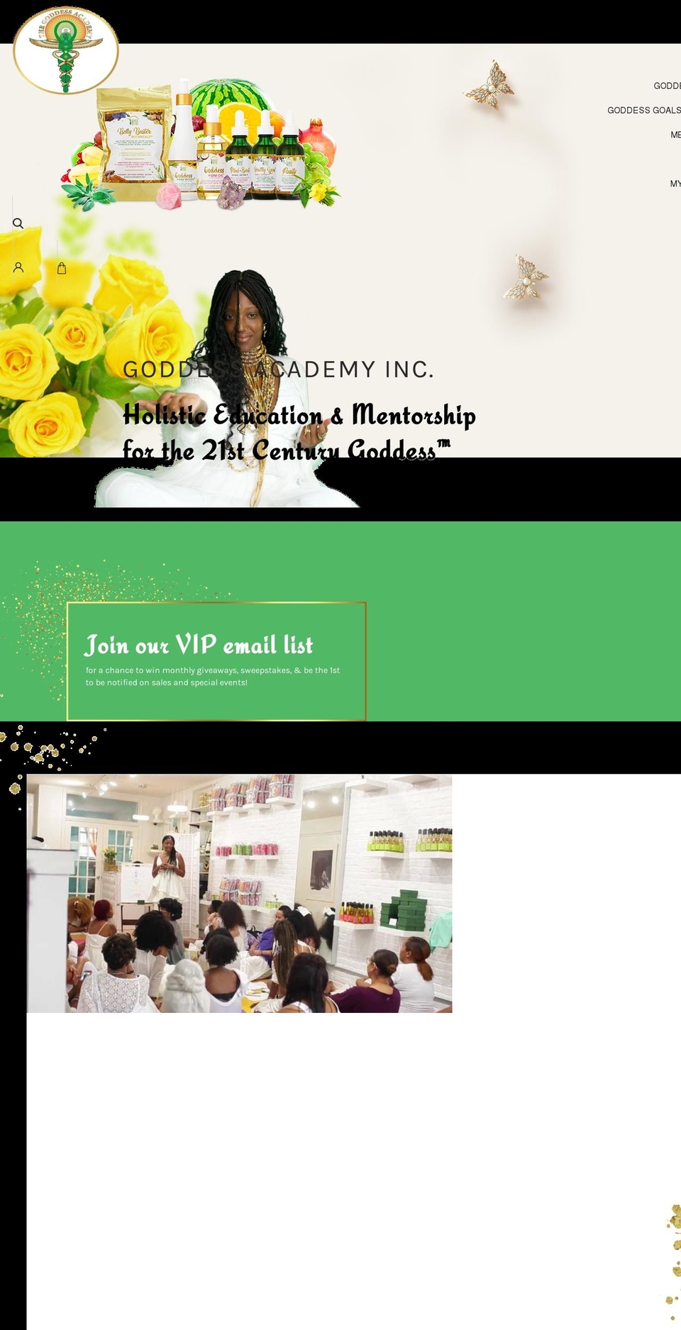 goddessacademy.com shopify website screenshot