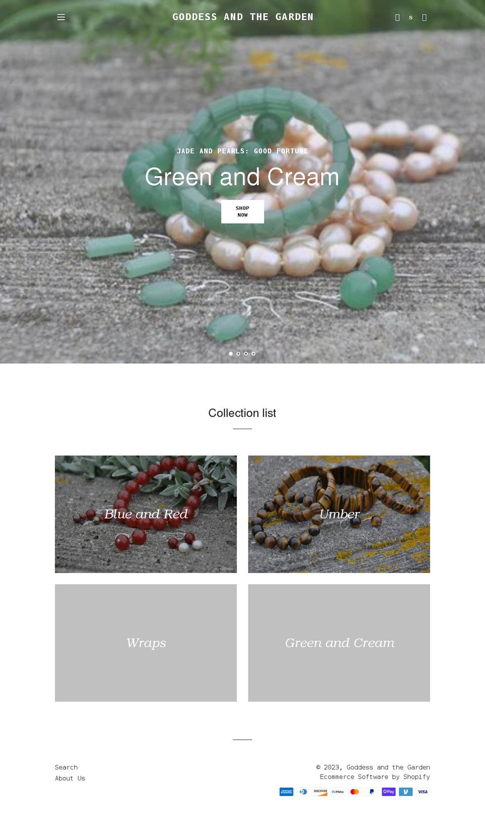 goddessandthegarden.com shopify website screenshot