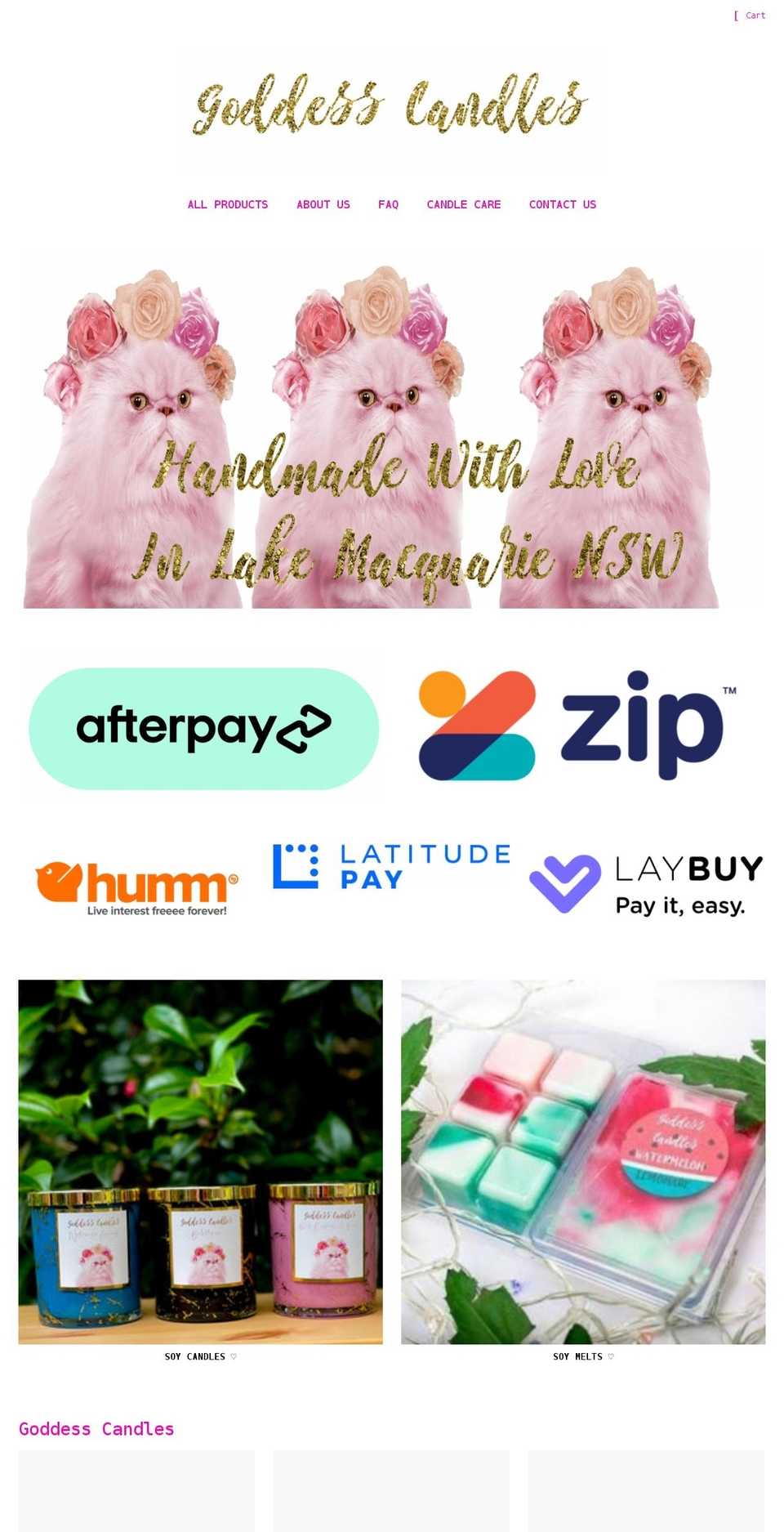 goddesscandles.com.au shopify website screenshot