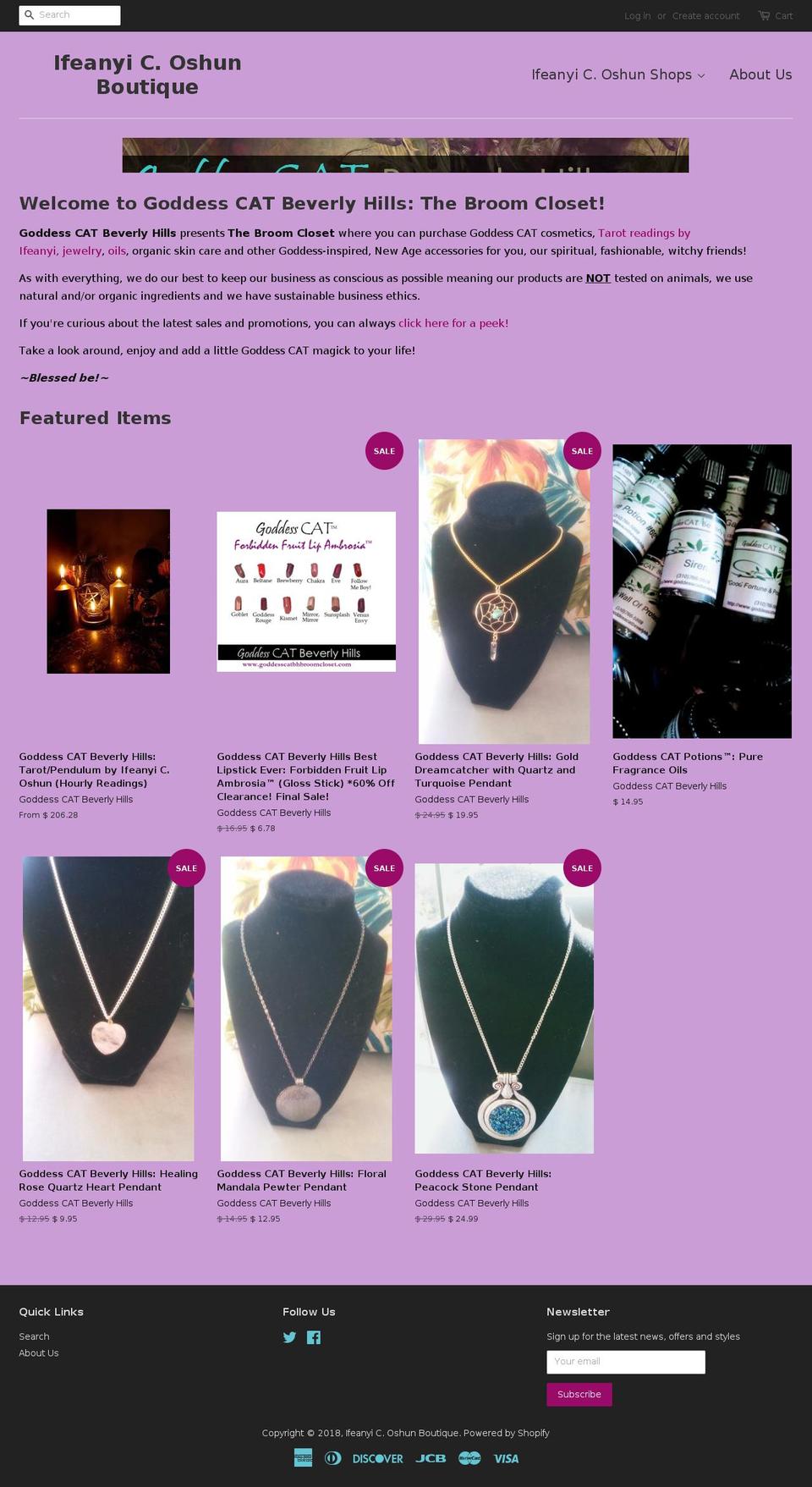 goddesscatbhbroomcloset.com — Shopify storefront screenshot