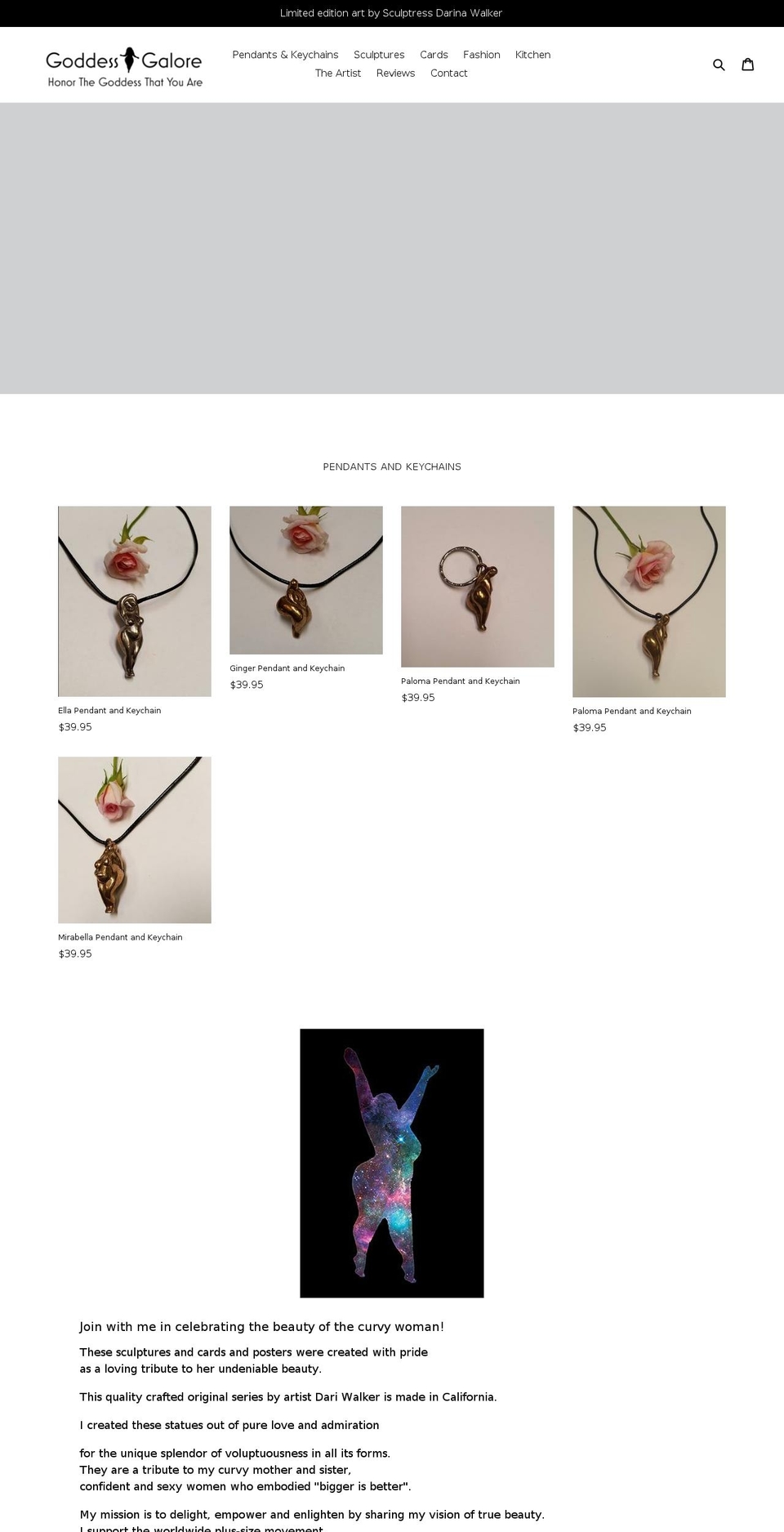 goddessgalore.com shopify website screenshot