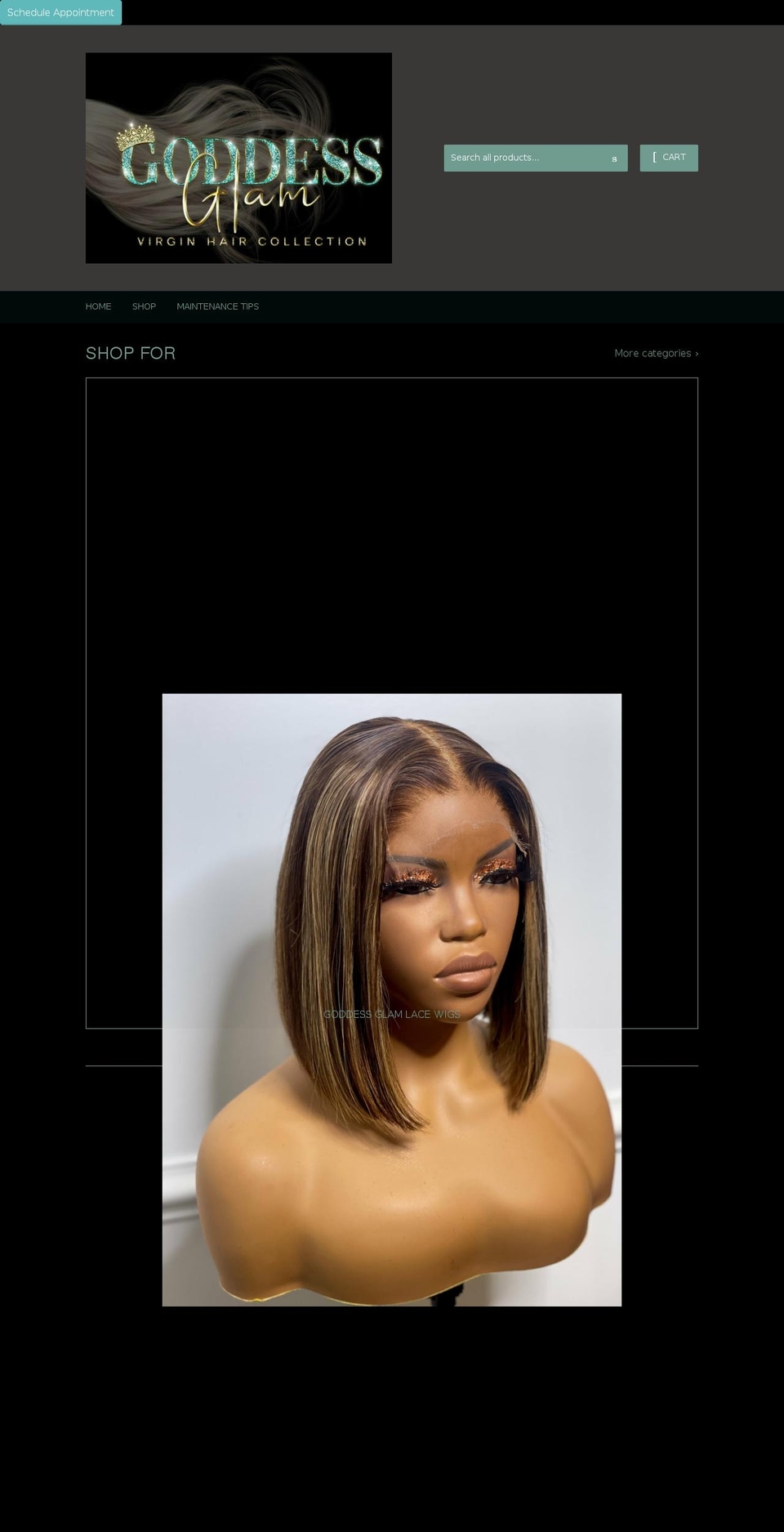 goddessglamcollection.com shopify website screenshot