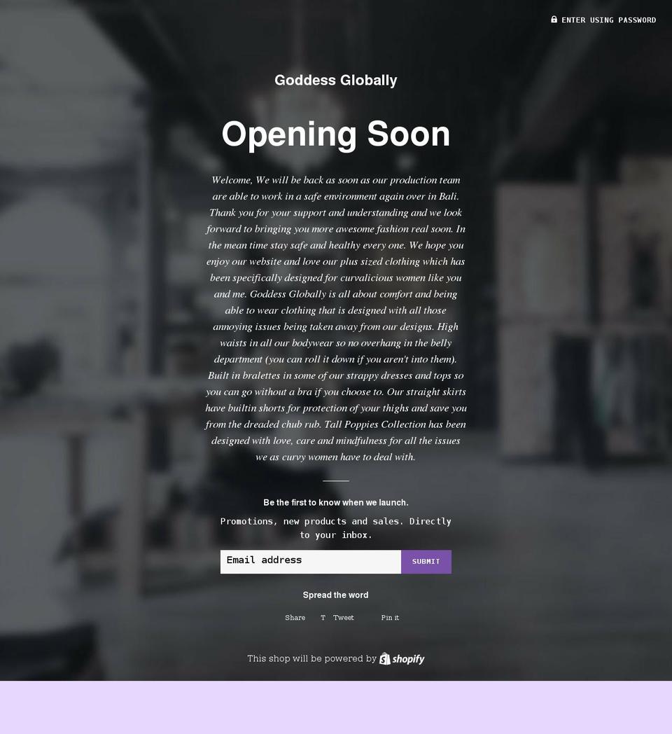 goddessglobally.com — Shopify storefront screenshot