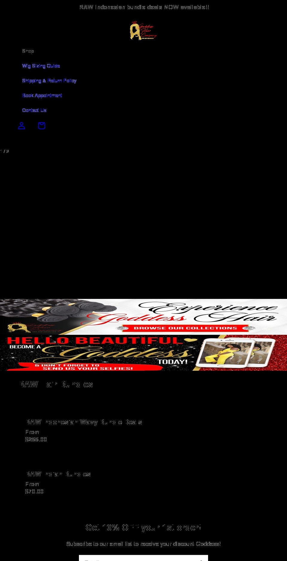 goddesshaircompanyllc1.com shopify website screenshot