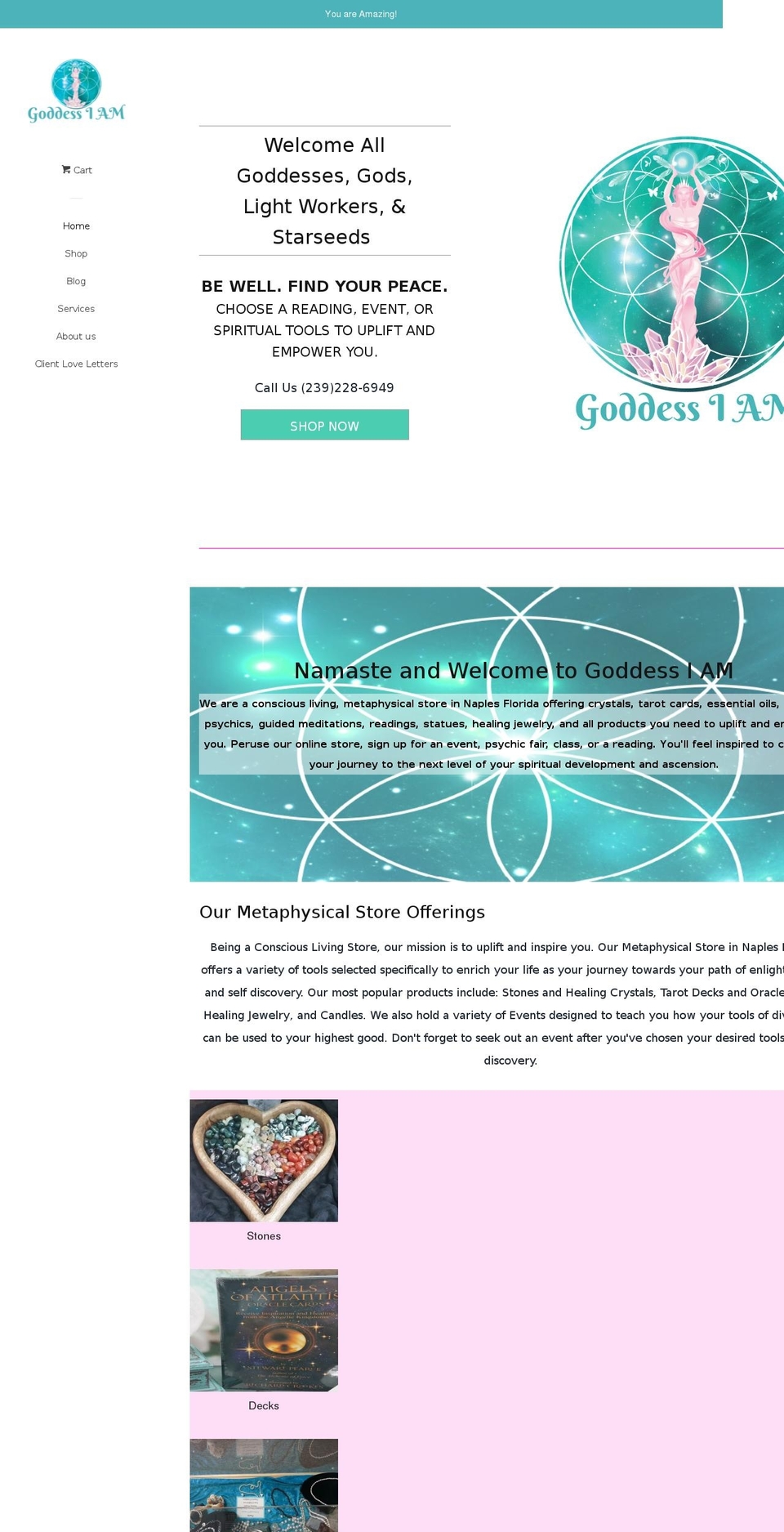 goddessiam.net shopify website screenshot