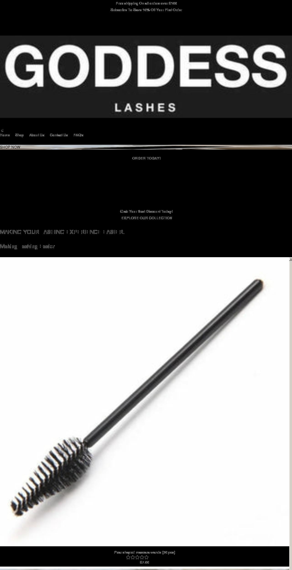 goddesslashesproducts.com shopify website screenshot