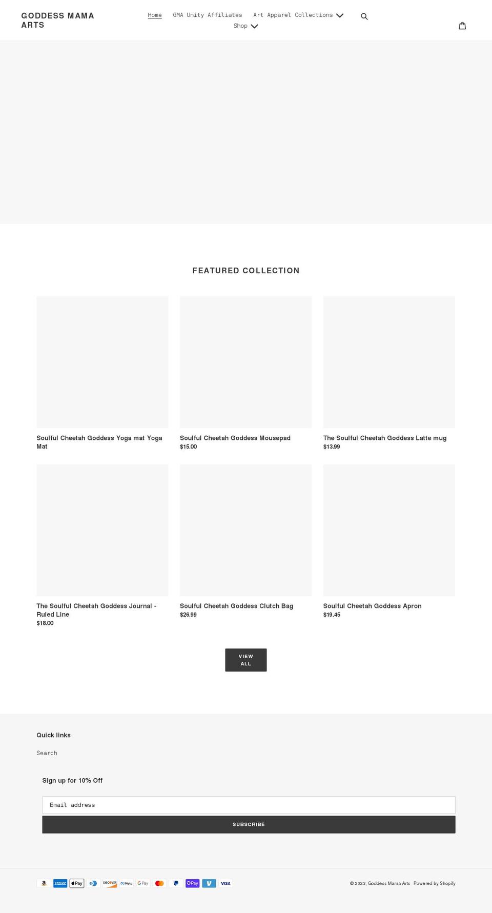 goddessmamaarts.com shopify website screenshot