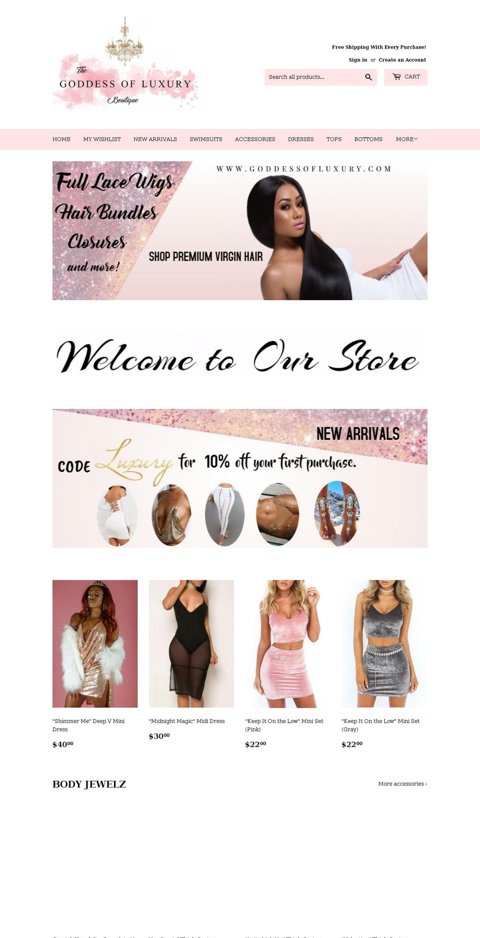 goddessofluxury.com — Shopify storefront screenshot
