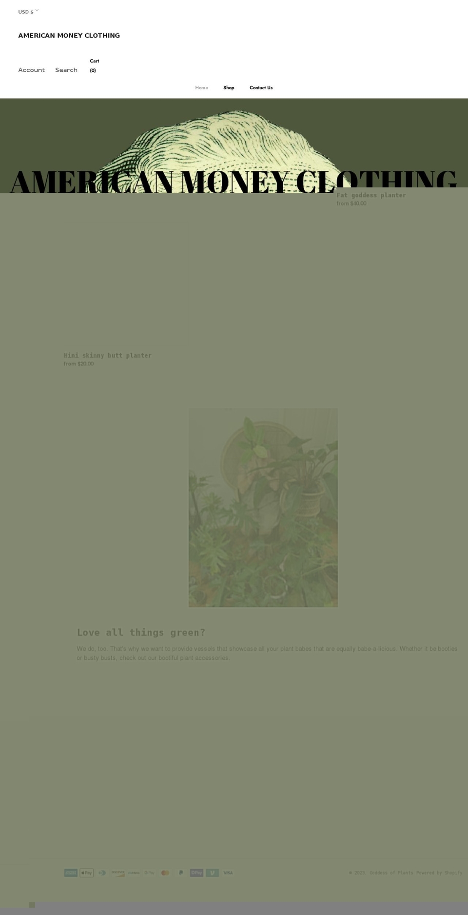 goddessofplants.com shopify website screenshot