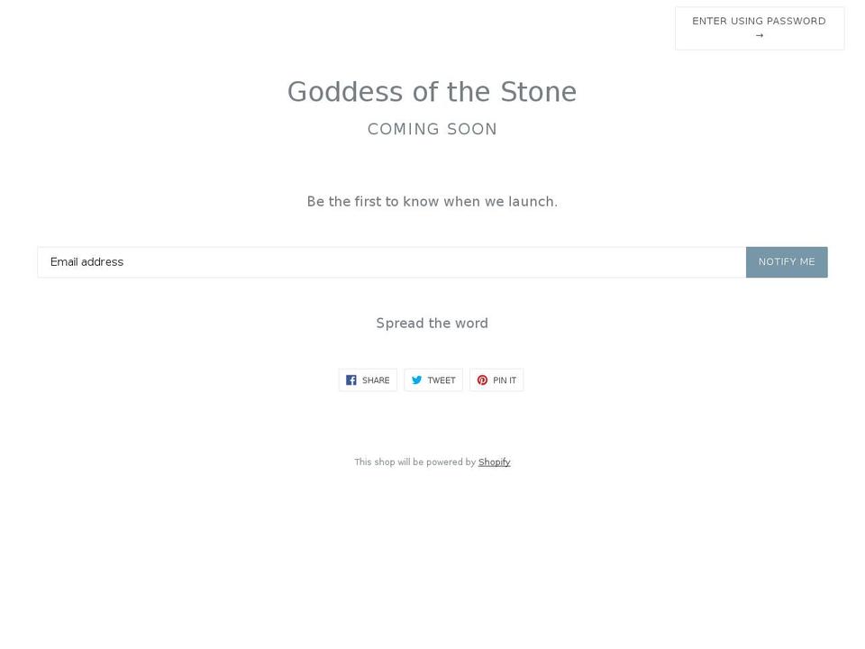 goddessofthestone.com — Shopify storefront screenshot