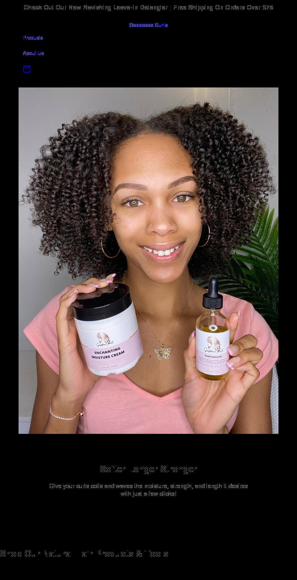 goddessscurls.com shopify website screenshot